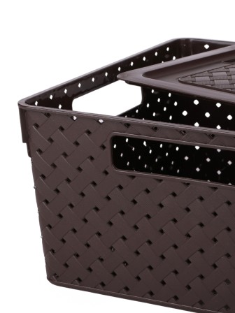 Коробка для хранения квадратная Береста VIOLET 11 л с крышкой, цвет венге