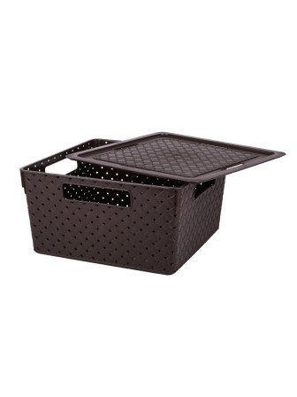 Коробка для хранения квадратная Береста VIOLET 11 л с крышкой, цвет венге