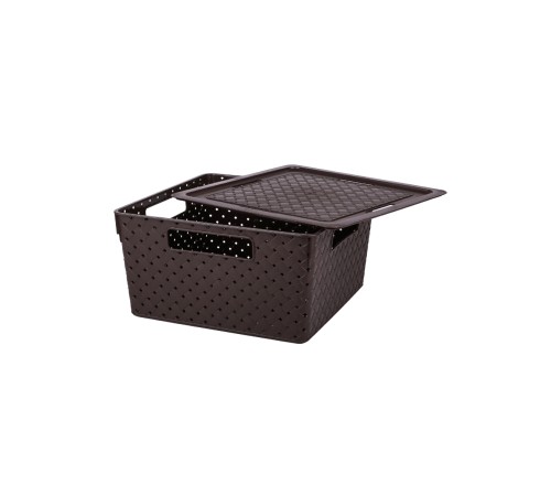 Коробка для хранения квадратная Береста VIOLET 11 л с крышкой, цвет венге