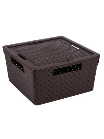 Коробка для хранения квадратная Береста VIOLET 11 л с крышкой, цвет венге