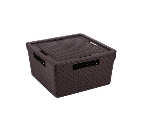 Коробка для хранения квадратная Береста VIOLET 11 л с крышкой, цвет венге