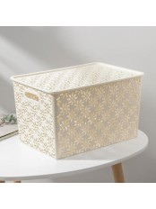 Корзинка Ромашки VIOLET 14 л с крышкой, цвет слоновая кость