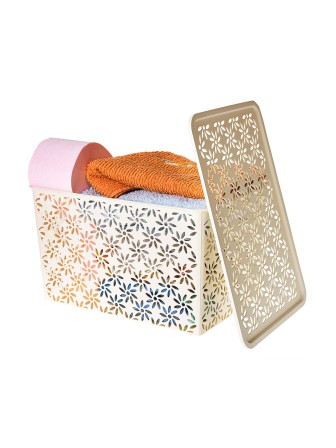 Корзинка Ромашки VIOLET 14 л с крышкой, цвет слоновая кость