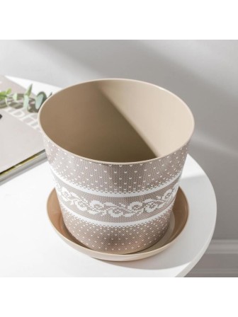 Кашпо круглое 2.2 л VIOLET Миссони с поддоном, цвет латте