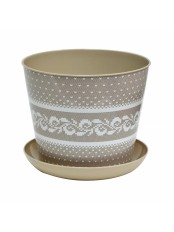 Кашпо круглое 2.2 л VIOLET Миссони с поддоном, цвет латте