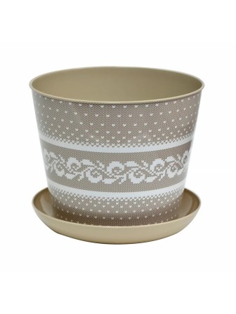 Кашпо круглое 2.2 л VIOLET Миссони с поддоном, цвет латте