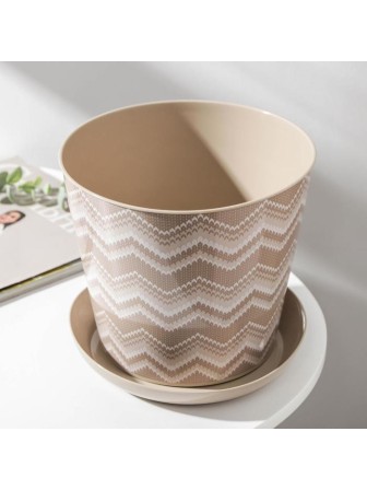 Кашпо круглое 3.3 л VIOLET Миссони с поддоном, цвет латте