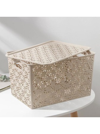 Корзинка Ромашки VIOLET 14 л с крышкой, цвет латте