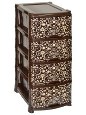 Комод пластиковый 4х-секционный с декором VIOLET "Элегант темный"