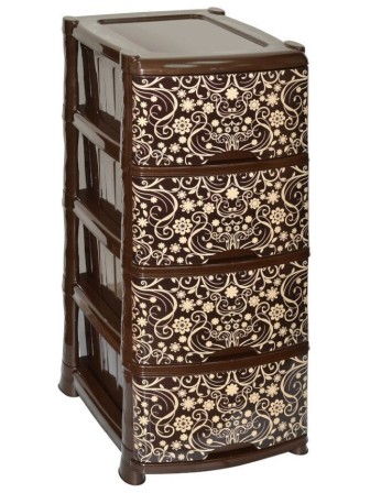 Комод пластиковый 4х-секционный с декором VIOLET "Элегант темный"