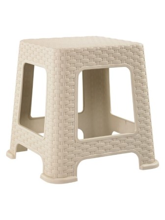 Табурет пластиковый VIOLET Ротанг h33 см, слоновая кость