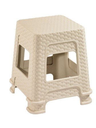 Табурет пластиковый VIOLET Ротанг h33 см, слоновая кость