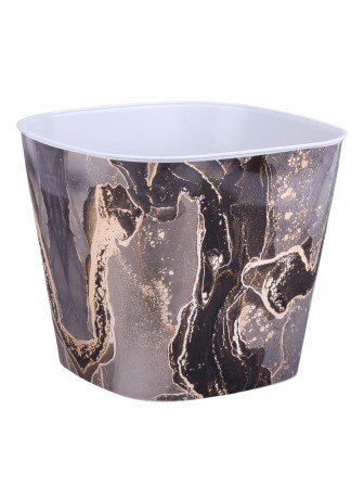 Кашпо квадратное 2.5 л VIOLET Мрамор с поддоном, светло-серый