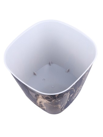 Кашпо квадратное 2.5 л VIOLET Мрамор с поддоном, светло-серый