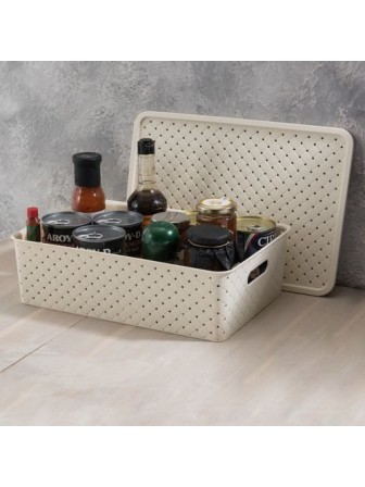 Корзинка Береста VIOLET 7.5 л с крышкой, слоновая кость