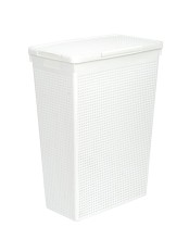 Корзина для белья 50 л Лофт VIOLET узкая с крышкой, белая