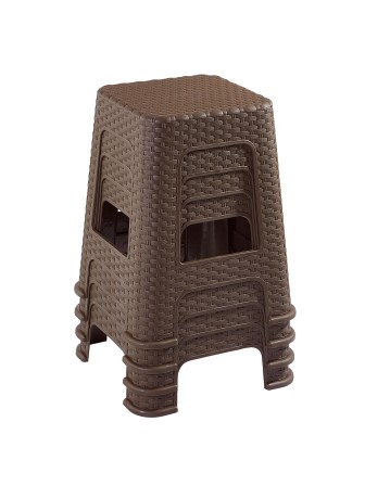 Табурет пластиковый VIOLET "Ротанг" h45 см, коричневый