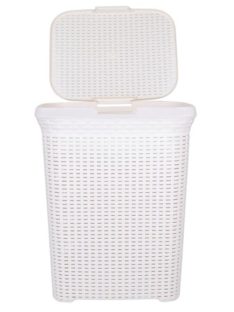 Корзина для белья 60 л Ротанг VIOLET, слоновая кость