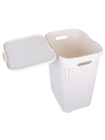 Корзина для белья 60 л Ротанг VIOLET, слоновая кость