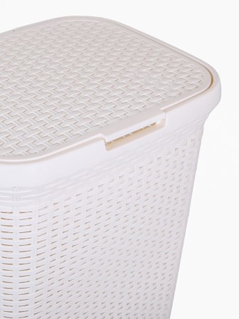 Корзина для белья 60 л Ротанг VIOLET, слоновая кость