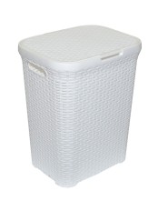 Корзина для белья 60 л Ротанг VIOLET с крышкой, белый