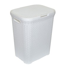 Корзина для белья 60 л Ротанг VIOLET с крышкой, белый