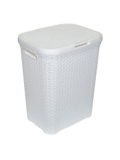 Корзина для белья 40 л Ротанг VIOLET с крышкой, белая