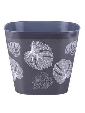 Кашпо квадратное 3.7 л VIOLET Листопад с поддоном, серый