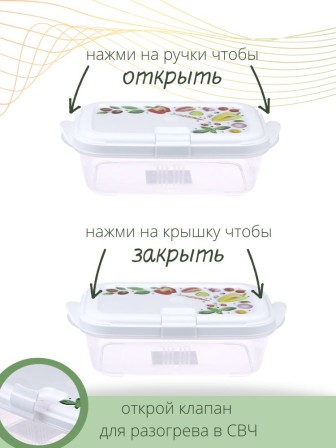 Контейнер для СВЧ 0.9 л Push VIOLET с декором "Фреш"