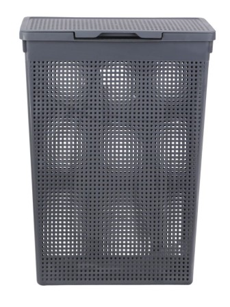 Корзина для белья VIOLET Лофт 50 л узкая с крышкой, цвет серый