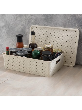 Корзинка 7.5 л Береста VIOLET, 350х245х105 мм, цвет слоновая кость