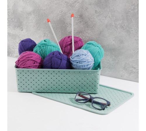Корзинка 7.5 л Береста VIOLET с крышкой, цвет шалфей