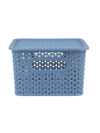 Корзинка 3 л Вязь VIOLET с крышкой, цвет голубая норка