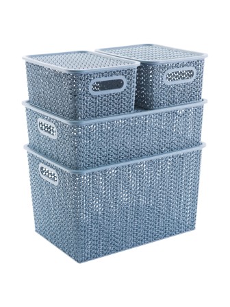 Корзинка 3 л Вязь VIOLET с крышкой, цвет голубая норка