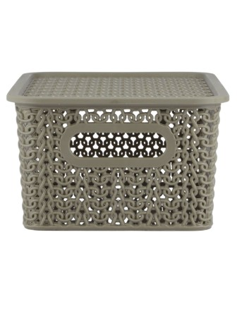 Корзинка 3 л Вязь VIOLET с крышкой, цвет капучино