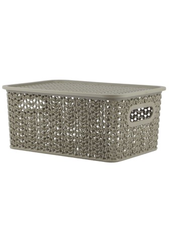 Корзинка 3 л Вязь VIOLET с крышкой, цвет капучино