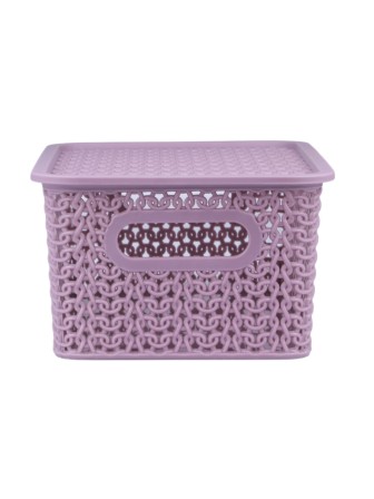 Корзинка 3 л Вязь VIOLET с крышкой, цвет пепел розы