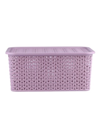 Корзинка 3 л Вязь VIOLET с крышкой, цвет пепел розы