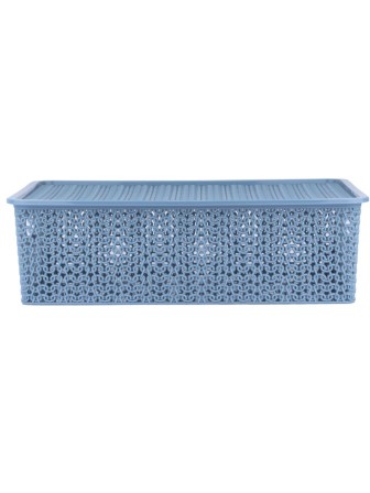 Корзинка 7.5 л Вязь VIOLET с крышкой, цвет голубая норка