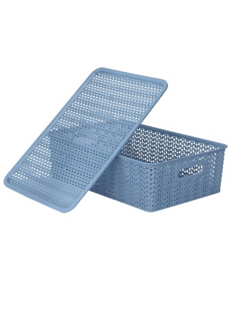 Корзинка 7.5 л Вязь VIOLET с крышкой, цвет голубая норка