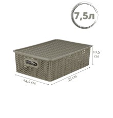 Корзинка 7.5 л Вязь VIOLET с крышкой, цвет капучино