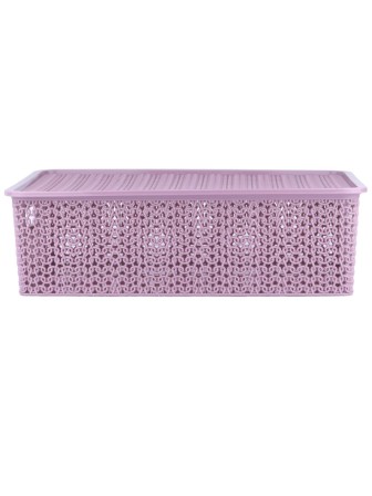 Корзинка 7.5 л Вязь VIOLET с крышкой, цвет пепел розы