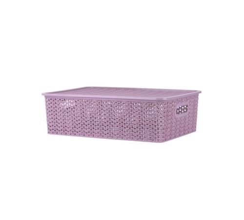 Корзинка 7.5 л Вязь VIOLET с крышкой, цвет пепел розы