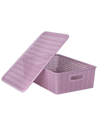 Корзинка 7.5 л Вязь VIOLET с крышкой, цвет пепел розы