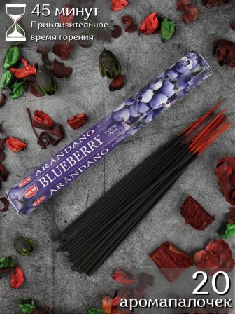 Благовония HEM Черника (Blueberry), 20 ароматических палочек