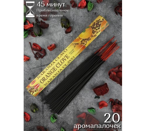 Благовония HEM Апельсин Гвоздика (Orange Clove), аромапалочки 20 шт.