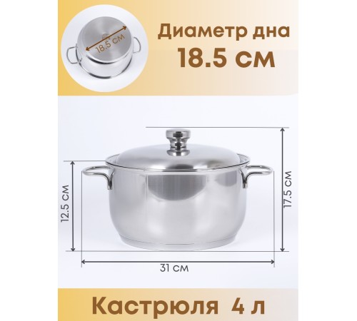 Набор посуды из нержавеющей стали Амет 6 предметов 1c1001