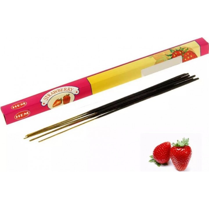 Благовония HEM Клубника (Strawberry) аромапалочки, упаковка четырехгранник