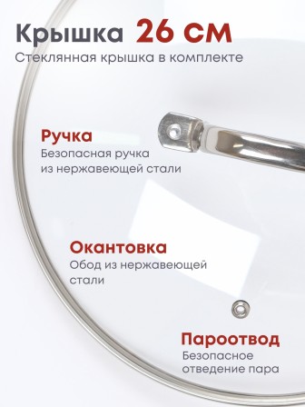 Кастрюля Lara LR02-43, 10.6 л, нержавеющая сталь