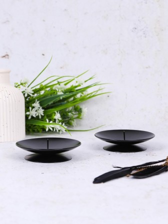 Подсвечник с иглой "Лотос" черный, набор из 2 шт.